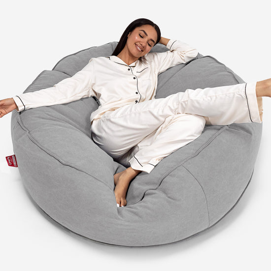 Pouf Sacco Gigante XXXL 'Mega Mammut' - Denim Effetto Consumato Grigio_01