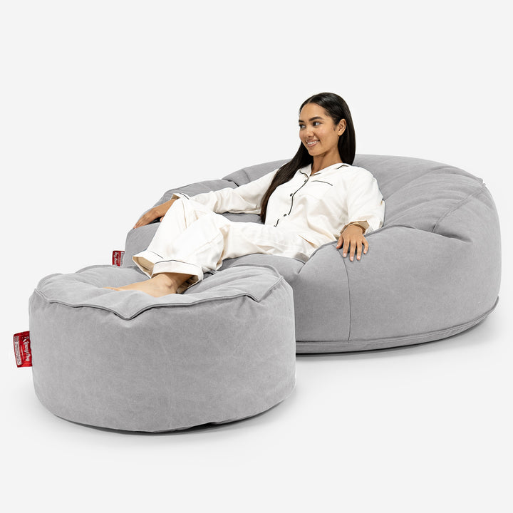 Pouf Sacco Gigante XXXL 'Mega Mammut' - Denim Effetto Consumato Grigio_02