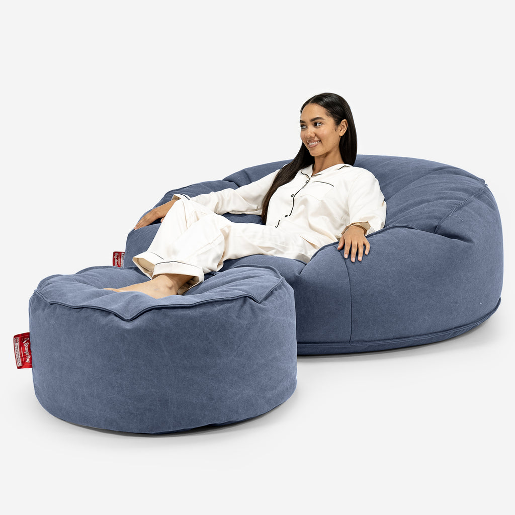 Pouf Sacco Gigante XXXL 'Mega Mammut' - Denim Effetto Consumato Navy_02