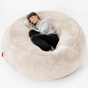 Pouf Sacco Gigante XXXL 'Mega Mammut' - Eco-pelliccia di Coniglio Bianco