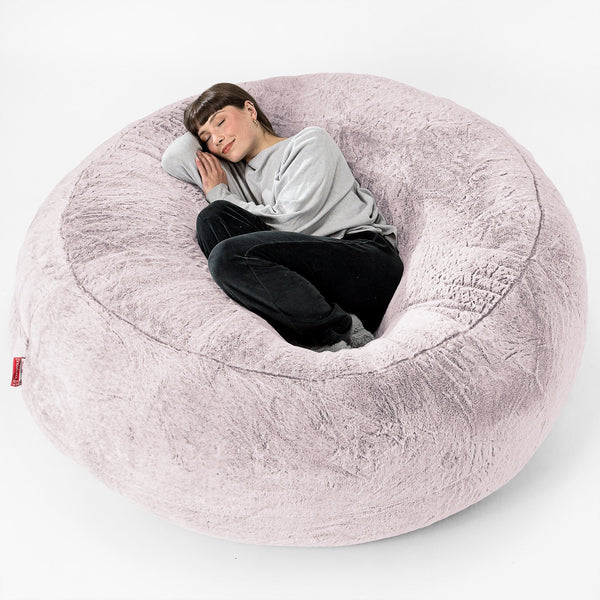 Pouf Sacco Gigante XXXL 'Mega Mammut' - Eco-pelliccia di Coniglio Rosa Antico 01