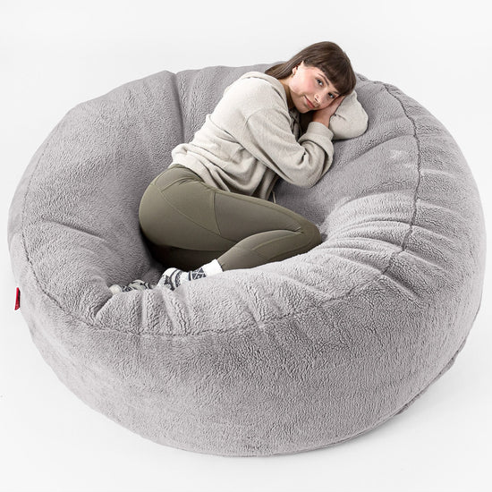 Pouf Sacco Gigante XXXL 'Mega Mammut' - Eco-pelliccia Orsacchiotto Grigio Medio 01