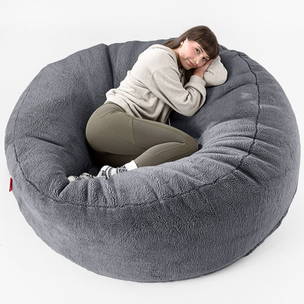 Pouf Sacco Gigante XXXL 'Mega Mammut' - Eco-pelliccia Orsacchiotto Grigio scuro 01