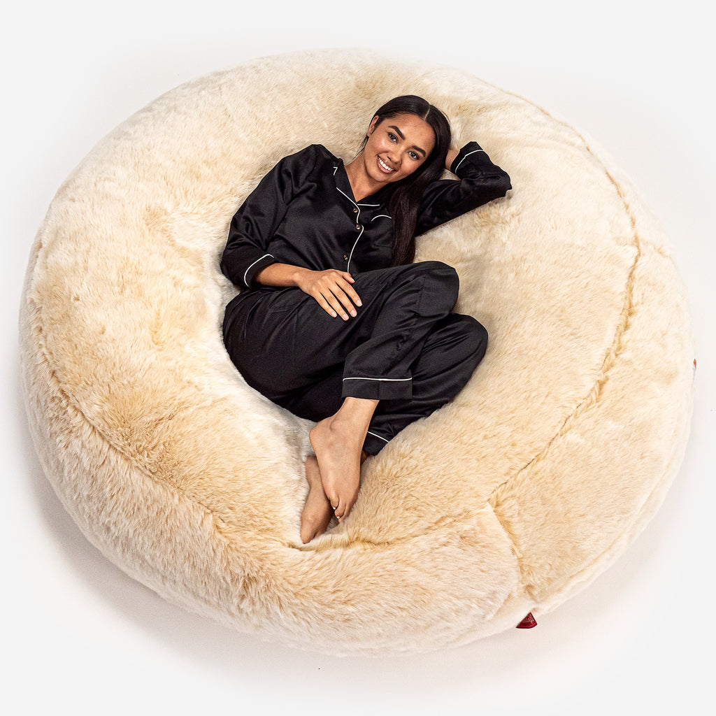 Pouf Sacco Gigante XXXL 'Mega Mammut' - Finta Pelliccia Bianco_01