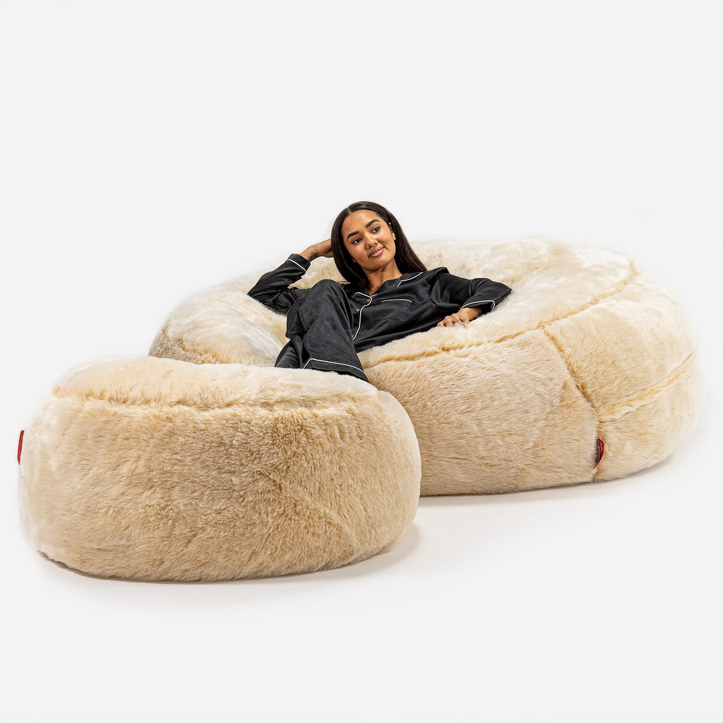Pouf Sacco Gigante XXXL 'Mega Mammut' - Finta Pelliccia Bianco_03