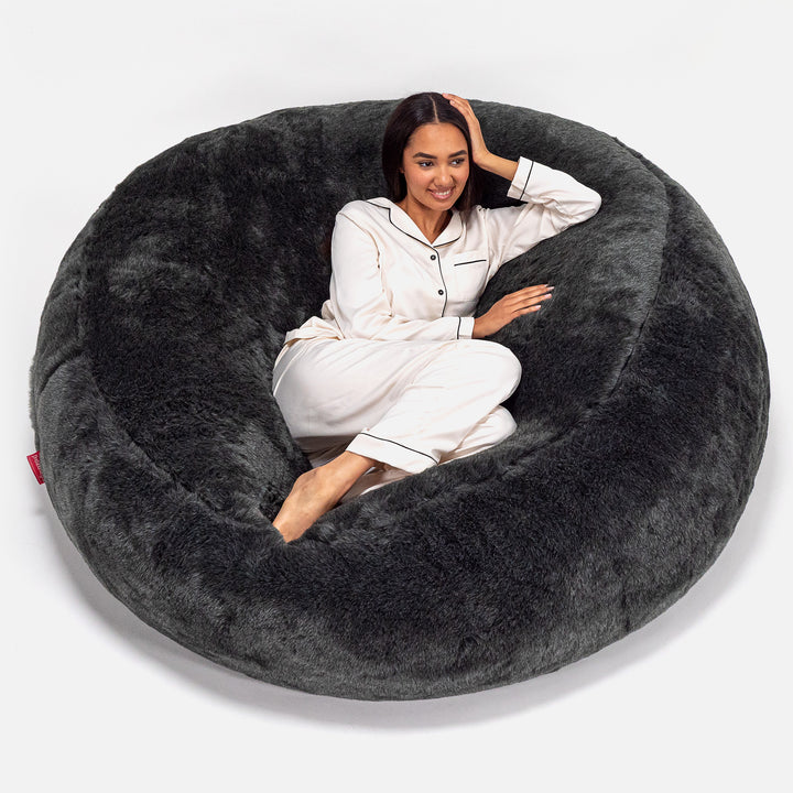 Pouf Sacco Gigante XXXL 'Mega Mammut' - Finta Pelliccia Nero_01