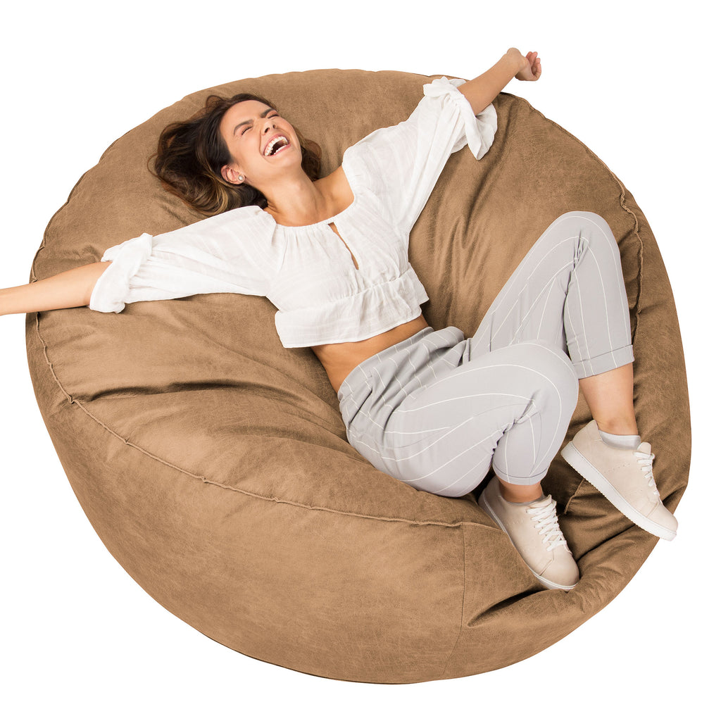 Pouf Sacco Gigante XXXL 'Mega Mammut' - Pelle Effetto Vintage Marrone Miele 01