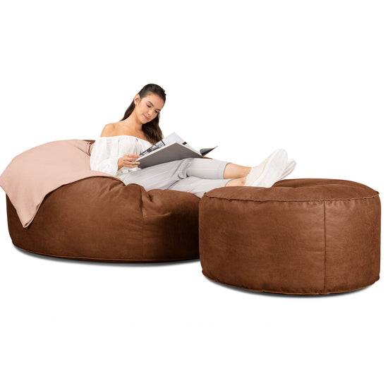 Pouf Sacco Gigante XXXL 'Mega Mammut' - Pelle Effetto Vintage Tenné 02