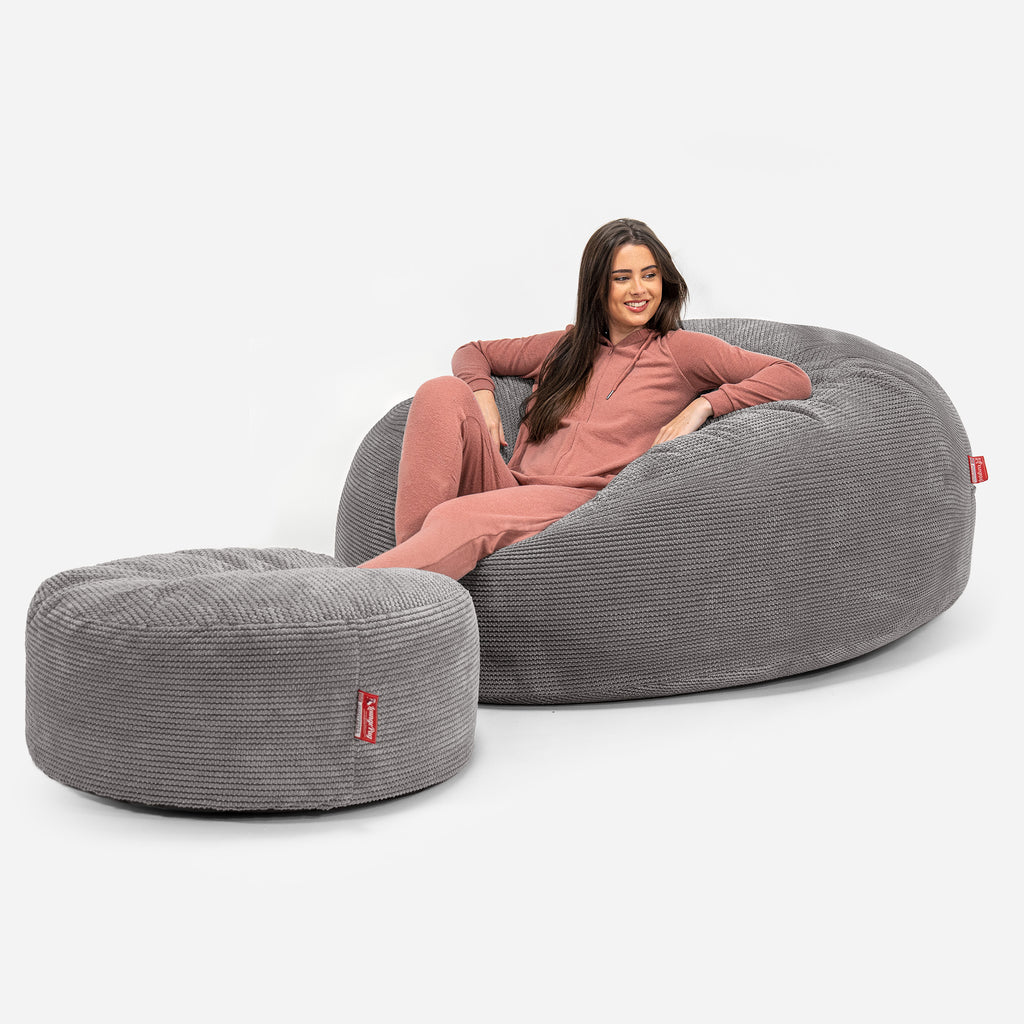 Pouf Sacco Gigante XXXL 'Mega Mammut' - Pompon Carbone Grigio_02