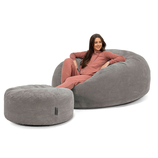 Pouf Sacco Gigante XXXL 'Mega Mammut' - Pompon Carbone Grigio_02
