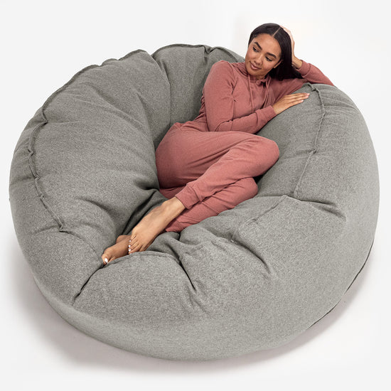 Pouf Sacco Gigante XXXL 'Mega Mammut' - Tessuto in Lana Interalli Argento_01