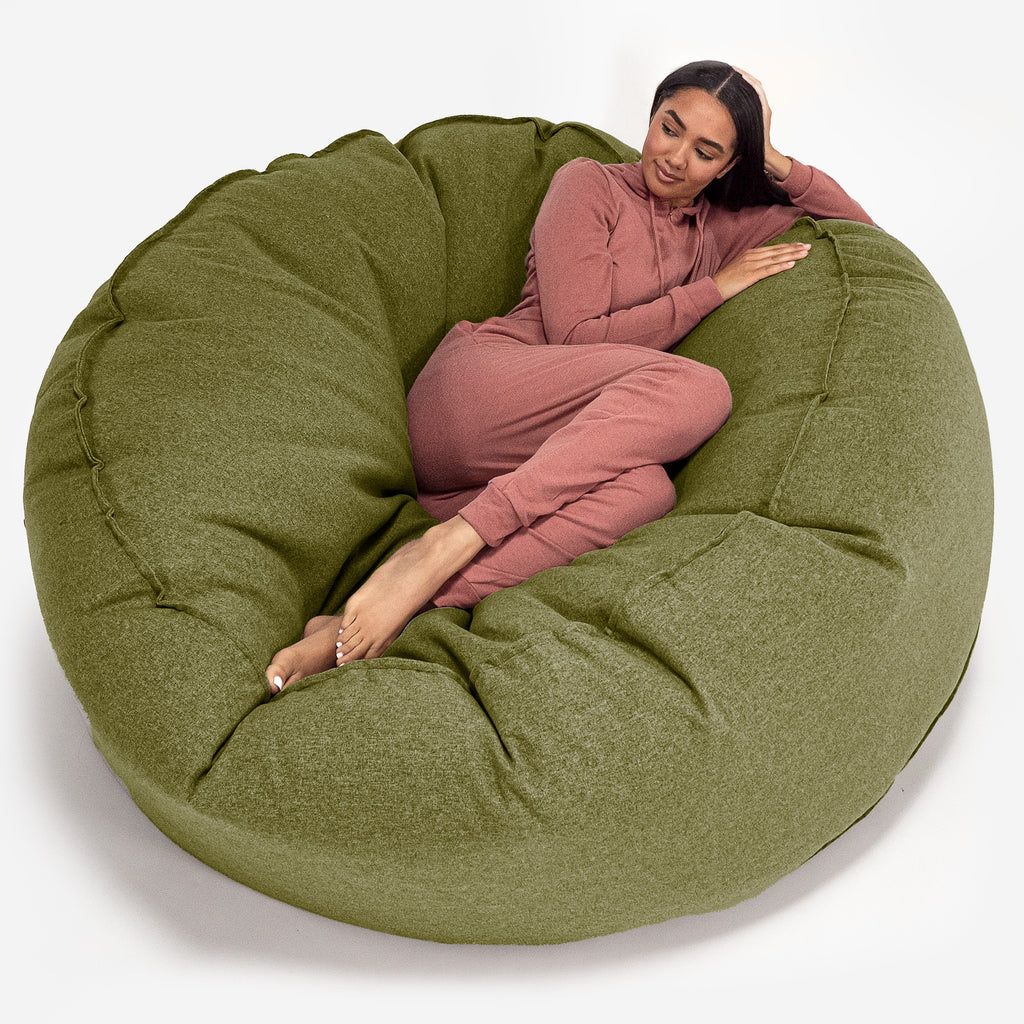 Pouf Sacco Gigante XXXL 'Mega Mammut' - Tessuto in Lana Interalli Lime_01
