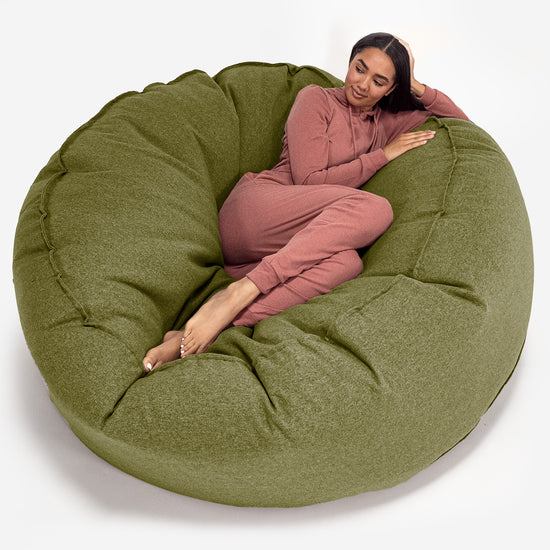Pouf Sacco Gigante XXXL 'Mega Mammut' - Tessuto in Lana Interalli Lime_01