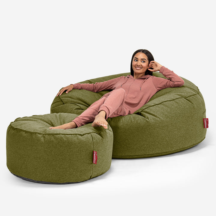 Pouf Sacco Gigante XXXL 'Mega Mammut' - Tessuto in Lana Interalli Lime_02