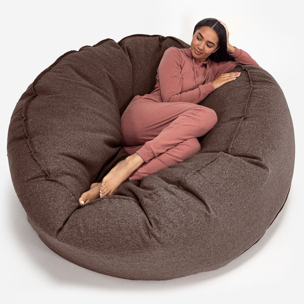 Pouf Sacco Gigante XXXL 'Mega Mammut' - Tessuto in Lana Interalli Marrone_01