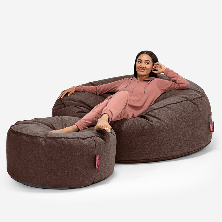 Pouf Sacco Gigante XXXL 'Mega Mammut' - Tessuto in Lana Interalli Marrone_02