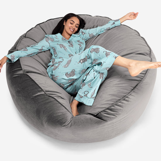 Pouf Sacco Gigante XXXL 'Mega Mammut' - Velluto Argento_01