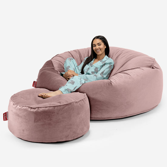 Pouf Sacco Gigante XXXL 'Mega Mammut' - Velluto Rosa_02