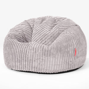Pouf Sacco Per Bambini, C200L CloudSac, Imbottito Di Fiocchi Di Lattice e Poliestere 2-12 anni - Velluto a Coste Grigio Argento