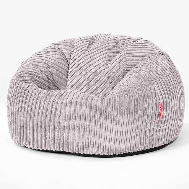 Pouf Sacco Per Bambini, C200L CloudSac, Imbottito Di Fiocchi Di Lattice e Poliestere 2-12 anni - Velluto a Coste Alluminio Argento 01