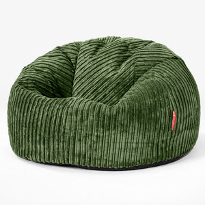 Pouf Sacco Per Bambini, C200L CloudSac, Imbottito Di Fiocchi Di Lattice e Poliestere 2-12 anni - Velluto a Coste Verde Foresta