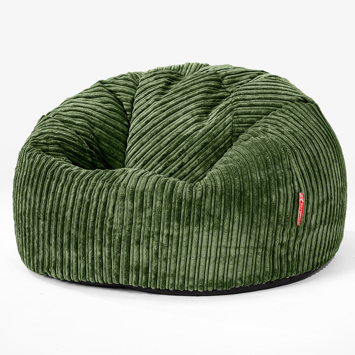 Pouf Sacco Per Bambini, C200L CloudSac, Imbottito Di Fiocchi Di Lattice e Poliestere 2-12 anni - Velluto a Coste Verde Foresta 01