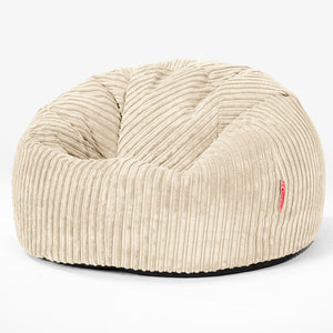 Pouf Sacco Per Bambini, C200L CloudSac, Imbottito Di Fiocchi Di Lattice e Poliestere 2-12 anni - Velluto a Coste Panna