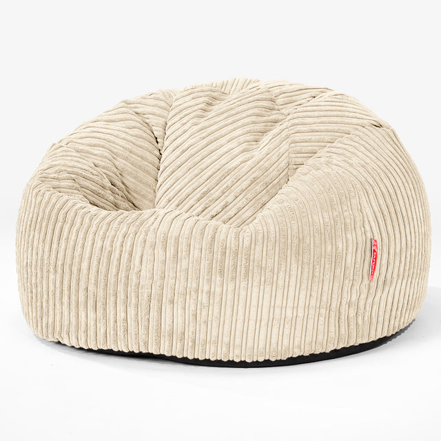 Pouf Sacco Per Bambini, C200L CloudSac, Imbottito Di Fiocchi Di Lattice e Poliestere 2-12 anni - Velluto a Coste Panna 01