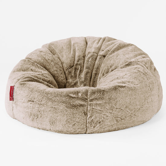 Pouf Sacco Per Bambini, C200L CloudSac, Imbottito Di Fiocchi Di Lattice e Poliestere - Eco-pelliccia di Coniglio Marrone dorato 01