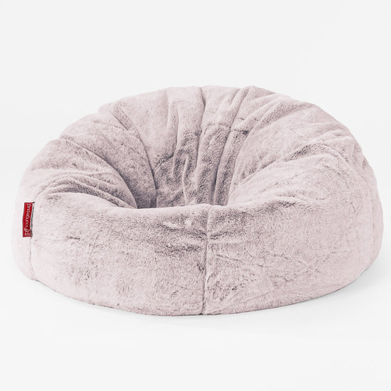 Pouf Sacco Per Bambini, C200L CloudSac, Imbottito Di Fiocchi Di Lattice e Poliestere - Eco-pelliccia di Coniglio Rosa Antico 01