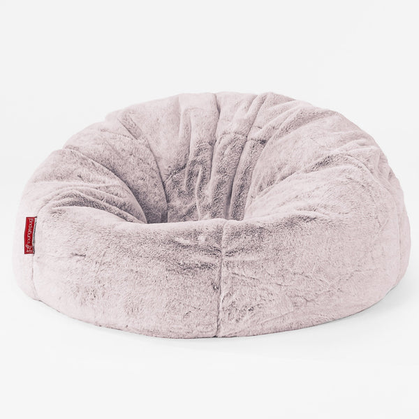Pouf Sacco Per Bambini, C200L CloudSac, Imbottito Di Fiocchi Di Lattice e Poliestere - Eco-pelliccia di Coniglio Rosa Antico 01