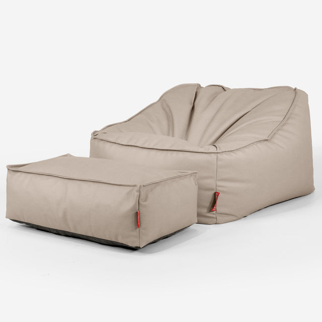 Sedia Pouf Sacco Sloucher - Pelle Vegana Avorio 02