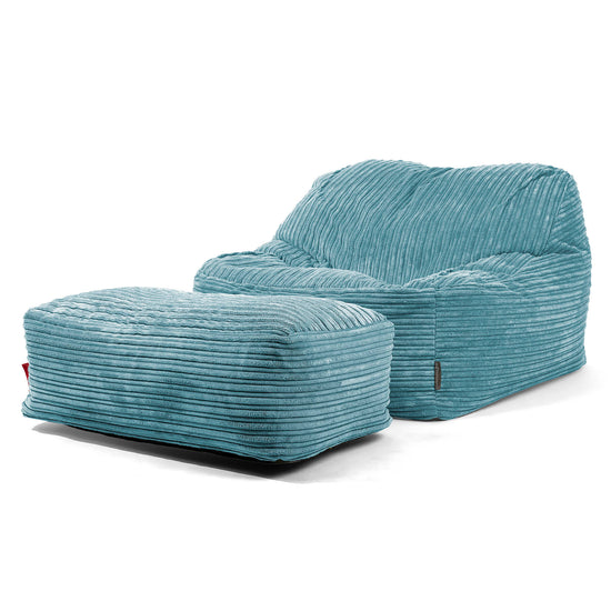 Sedia Pouf Sacco Sloucher - Velluto a Coste Egeo Blu 01