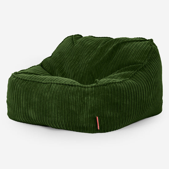Sedia Pouf Sacco Sloucher - Velluto a Coste Verde Foresta 03