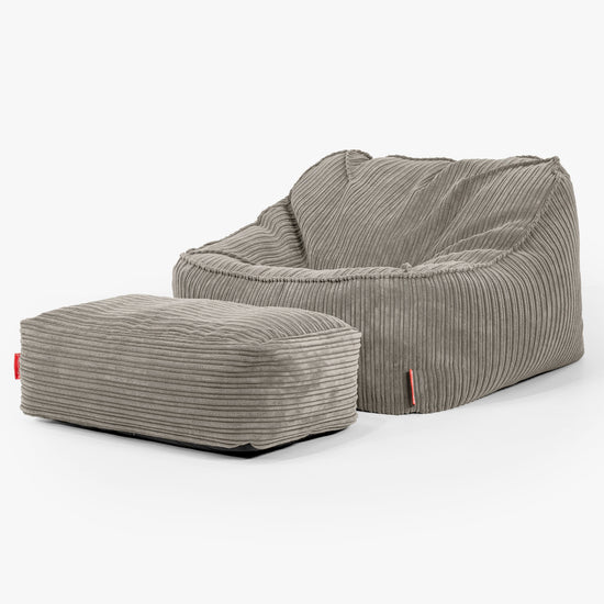 Sedia Pouf Sacco Sloucher - Velluto a Coste Visone 02