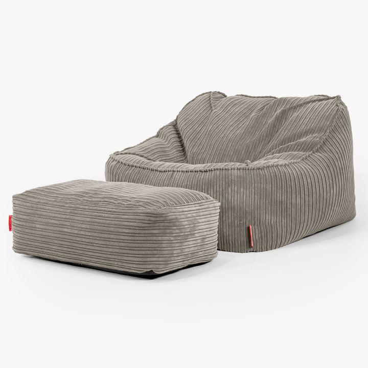 Sedia Pouf Sacco Sloucher - Velluto a Coste Visone 02
