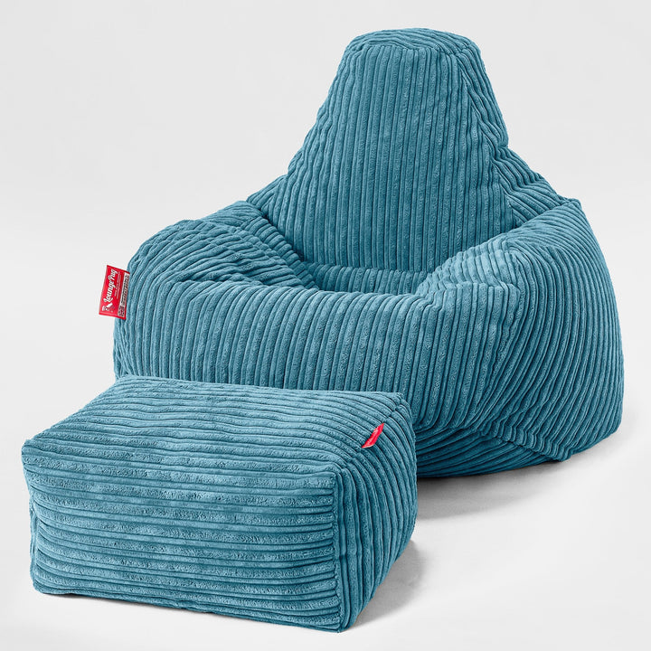 Poltrona a Sacco Teardrop - Velluto a Coste Egeo Blu 02