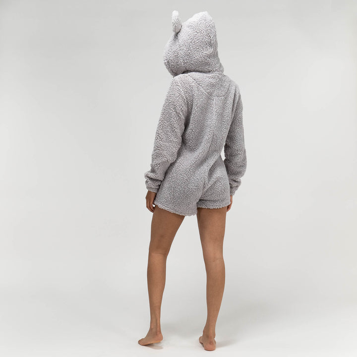 Pagliaccetto da Donna in Pile con Orecchie da Orsetto - Grigio 06