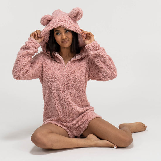 Pagliaccetto da Donna in Pile con Orecchie da Orsetto - Rosa 05