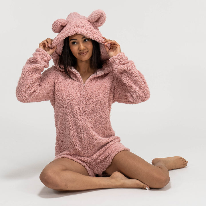 Pagliaccetto da Donna in Pile con Orecchie da Orsetto - Rosa 05