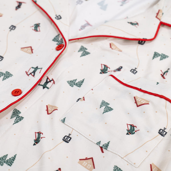 Pigiama da Donna in Jersey - Scena Sciistica Fabric Close-up Image