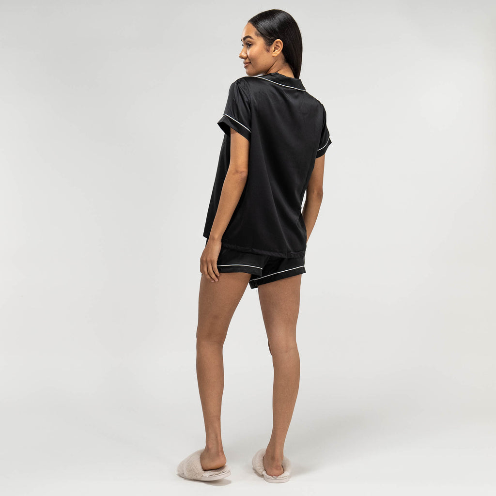 Pigiama Pantaloncino da Donna in Raso - Nero 06