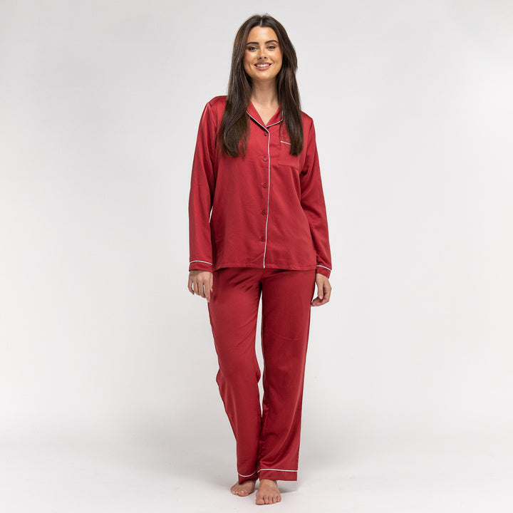 Pigiama Pantalone da Donna in Raso - Rosso 03