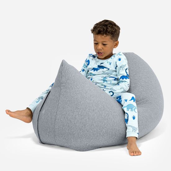 Poltrona a Sacco Alta per Bambini 2-6 anni - Cotone Elasticizzato Grigio Chiaro 02