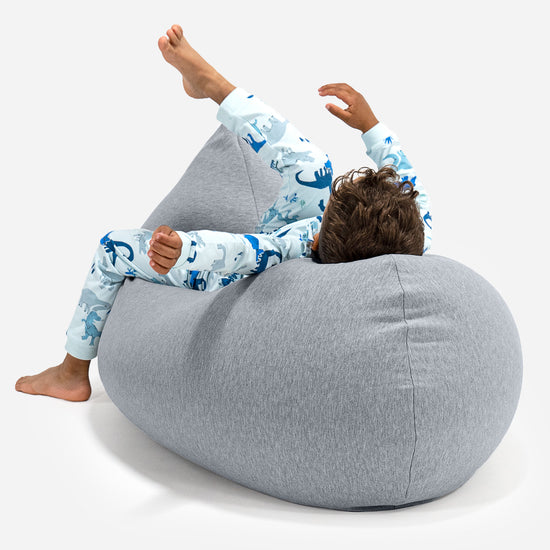 Poltrona a Sacco Alta per Bambini 2-6 anni - Cotone Elasticizzato Grigio Chiaro 04