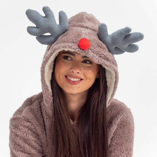 Set Pigiama in Due Pezzi in Pile da Donna con Animali - Renna 02