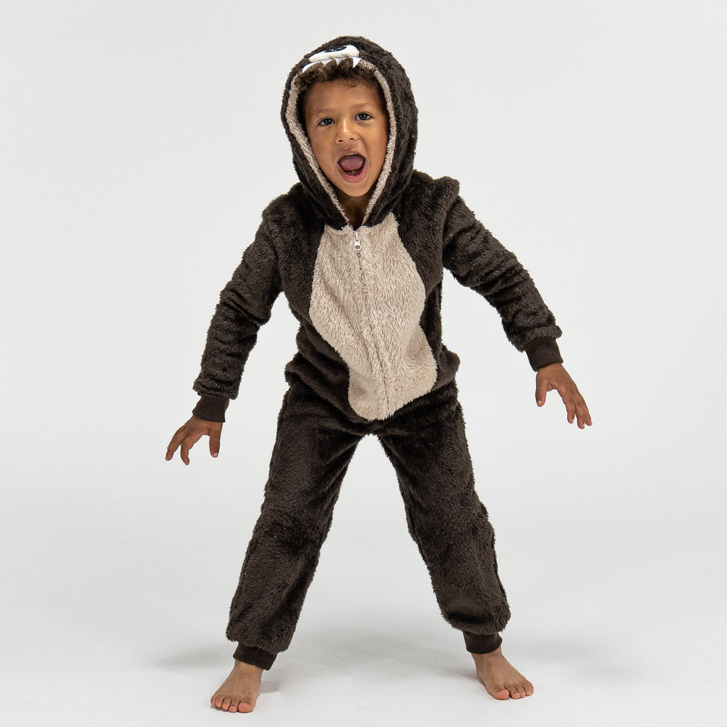 Tuta Onesie da Bambini in Pile con Animali - Orso 02