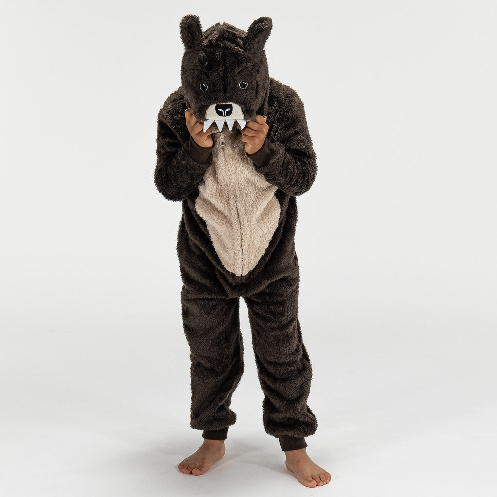 Tuta Onesie da Bambini in Pile con Animali - Orso 04