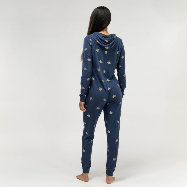 Tuta Onesie da Donna in Jersey - Stella Navy Fabric Close-up Image