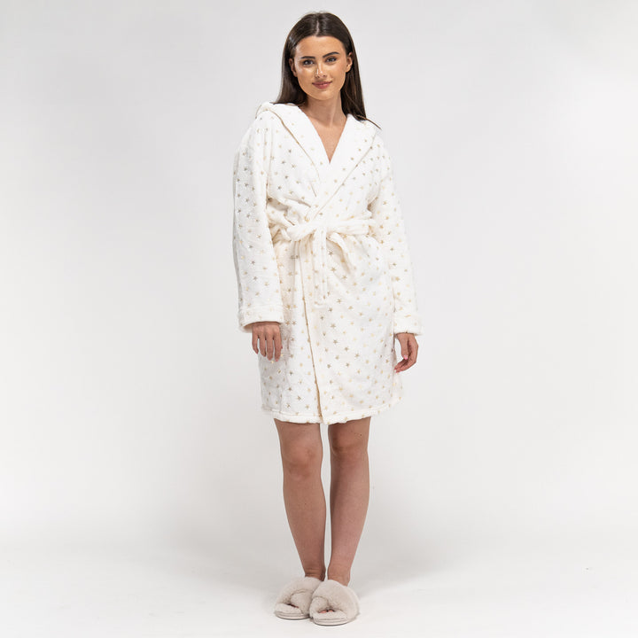 Vestaglia in Pile da Donna - Stella Panna 01